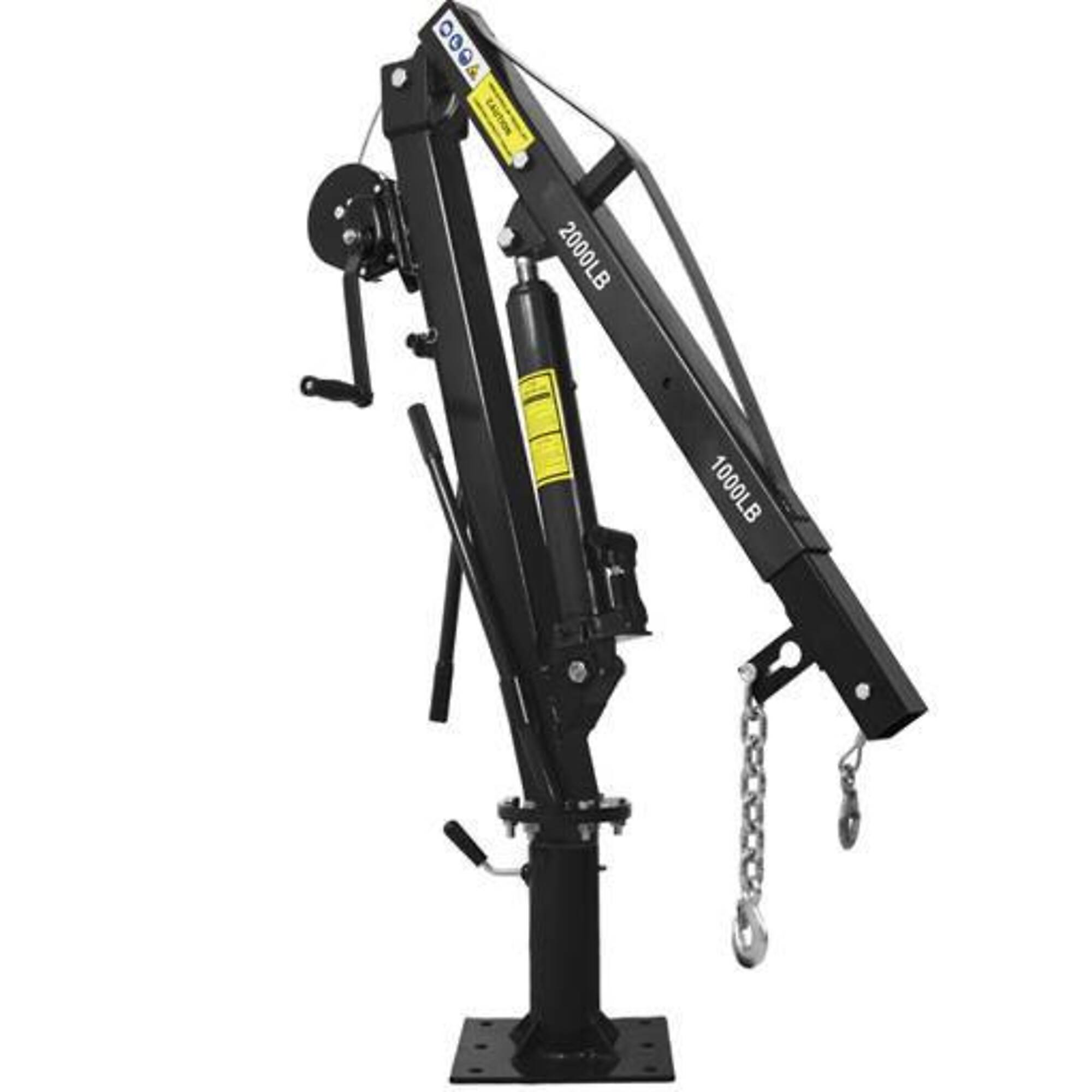 Hydraulic Pickup Truck Crane with Hand Winch, 2000 lb. capacity, black, BAC-W465S00042